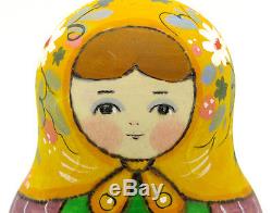 Russian Nesting Doll 5 HAND PAINTED Yellow Green Matryoshka & TOYS RYABOVA GIFT