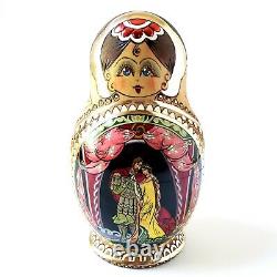 Russian Nesting Doll 8pcs Ryslan/Ludmila Pushkin Fairytale Matroyshka 1997 Vtg
