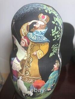 Russian Nesting Doll Fairytale Hand Painted 5 piece Set Signed