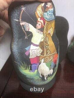 Russian Nesting Doll Fairytale Hand Painted 5 piece Set Signed