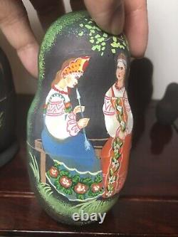 Russian Nesting Doll Fairytale Hand Painted 5 piece Set Signed