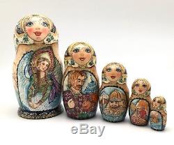 Russian Nesting Doll Hand Carved Hand Painted FAIRY TALE Tzar Saltan