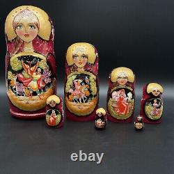 Russian Nesting Doll Matryoshka 7 Pc Handpainted Signed Ceprueb Noca