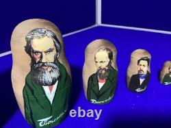 Russian Nesting Doll Poets Pushkin Etc 5 piece hand crafted