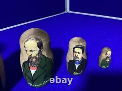 Russian Nesting Doll Poets Pushkin Etc 5 piece hand crafted