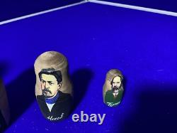 Russian Nesting Doll Poets Pushkin Etc 5 piece hand crafted