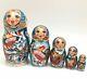 Russian Nesting Doll Rooster's Band Hand Painted Signed By Artist