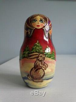 Russian Nesting Doll Set Signed/ Matryoshka/babushka/winter/fairytale/christmas