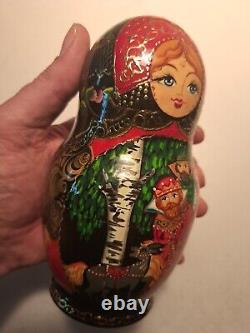 Russian Nesting Doll Vintage Antique Rare Beautiful 5dolls 9pieces. Hand Painted
