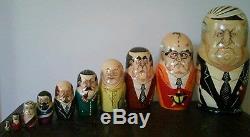 Russian Nesting Dolls 10 Matryoshka Soviet Leaders, vintage 1994