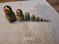 Russian Nesting Dolls 10 Piece with Gold accents Excellent condition