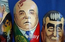 Russian Nesting Dolls 10 Soviet Leaders, vintage 11 1/4 tall