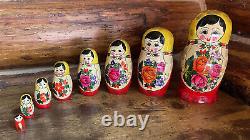 Russian Nesting Dolls 8 Pieces Very Clean 7 3/4 Tall Rare