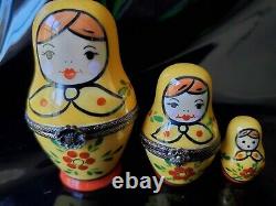 Russian Nesting Dolls By Rochard Limoges France Trinket Boxes with Box