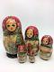 Russian Nesting Dolls Christmas Santa Wood Handmade In Russia Set Of 5 6.5