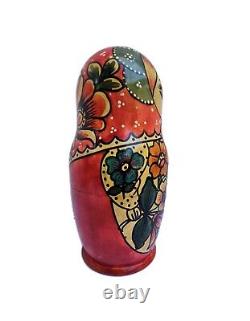 Russian Nesting Dolls Colorful in Reds Pink, and Purple Set of 10 -19 Pieces