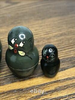 Russian Nesting Dolls Egg 5 In Total-of a kind signed cat lover Kitten Kitty