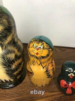Russian Nesting Dolls Egg 5 In Total-of a kind signed cat lover Kitten Kitty