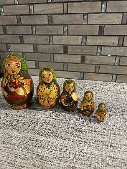 Russian Nesting Dolls Fall Season Hand Painted 5 pcs 4.5 Tall