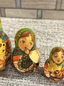 Russian Nesting Dolls Fall Season Hand Painted 5 pcs 4.5 Tall