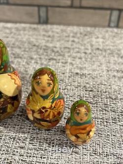 Russian Nesting Dolls Fall Season Hand Painted 5 pcs 4.5 Tall