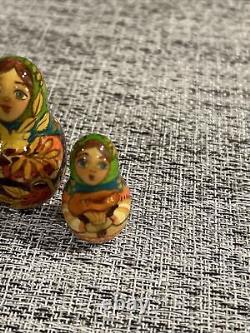 Russian Nesting Dolls Fall Season Hand Painted 5 pcs 4.5 Tall