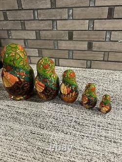 Russian Nesting Dolls Fall Season Hand Painted 5 pcs 4.5 Tall