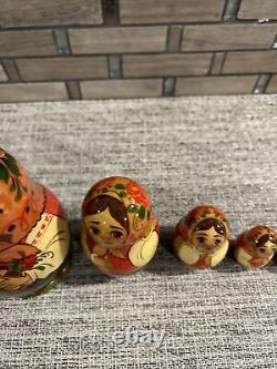 Russian Nesting Dolls Fall Season Hand Painted 5 pcs 5 Tall