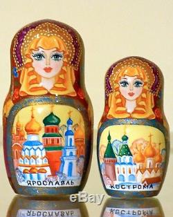 Russian Nesting Dolls GOLDEN RING of RUSSIA(Matryoshka)Traditional 10 Doll Set