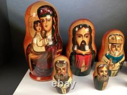Russian Nesting Dolls Jesus Christ Religious Artist Signed Set of 10 Matryoshka