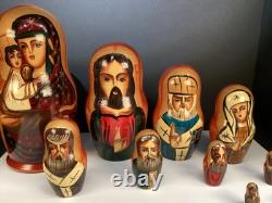 Russian Nesting Dolls Jesus Christ Religious Artist Signed Set of 10 Matryoshka