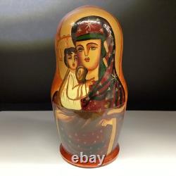 Russian Nesting Dolls Jesus Christ Religious Artist Signed Set of 10 Matryoshka