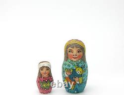 Russian Nesting Dolls Matryoshka Girls Kitten Puppy SOKIRKINA 5 MATT Babushka