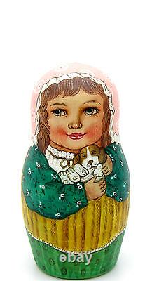 Russian Nesting Dolls Matryoshka Girls Kitten Puppy SOKIRKINA 5 MATT Babushka