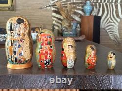 Russian Nesting Dolls. Matryoshka. Klimt Paintings. Hand Painted Signed