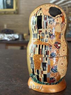 Russian Nesting Dolls. Matryoshka. Klimt Paintings. Hand Painted Signed