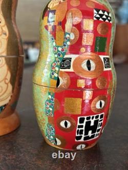 Russian Nesting Dolls. Matryoshka. Klimt Paintings. Hand Painted Signed