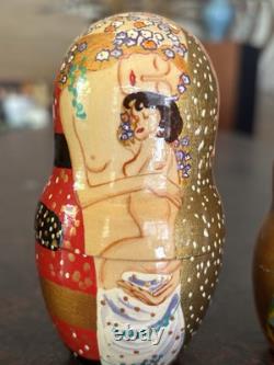 Russian Nesting Dolls. Matryoshka. Klimt Paintings. Hand Painted Signed
