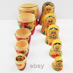 Russian Nesting Dolls Matryoshka Set 6 VTG 1965 Mampewka 6.5 Wood Hand Painted