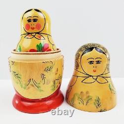 Russian Nesting Dolls Matryoshka Set 6 VTG 1965 Mampewka 6.5 Wood Hand Painted