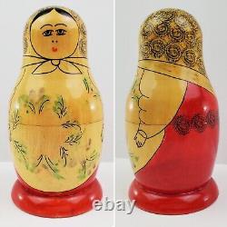 Russian Nesting Dolls Matryoshka Set 6 VTG 1965 Mampewka 6.5 Wood Hand Painted