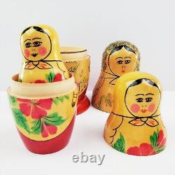 Russian Nesting Dolls Matryoshka Set 6 VTG 1965 Mampewka 6.5 Wood Hand Painted