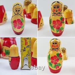 Russian Nesting Dolls Matryoshka Set 6 VTG 1965 Mampewka 6.5 Wood Hand Painted