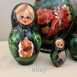 Russian Nesting Dolls Matryoshka Set of 10 Hand Painted Signed 9