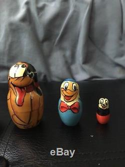 Russian Nesting Dolls Mickey Mouse Disney Collectible Wooden Toys 1990s Vintage