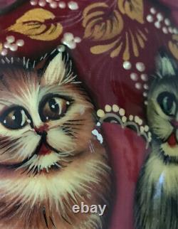 Russian Nesting Dolls Multi-Color Cat Matryoshka Wood Stacking Large 14 Set 15
