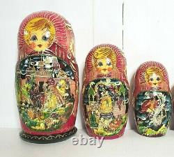 Russian Nesting Dolls Multicolor Handcrafted Signed Matryoshka 9 Piece Set