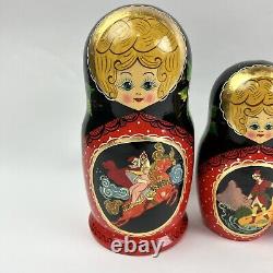 Russian Nesting Dolls Sergiev Posad Matryoshka 10 PC Hand Painted Signed 1994