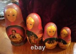 Russian Nesting Egg Matryoshka Ten-Hand Painted Dolls Made USSR Lightweight