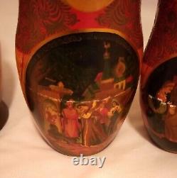 Russian Nesting Egg Matryoshka Ten-Hand Painted Dolls Made USSR Lightweight